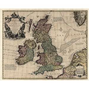 Antique Map of Ireland and Great Britain (ca 1730) by Guillaume 