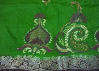 Indian Designer Art Silk Embroidered Taffeta Sari Dress Curtain Drape 