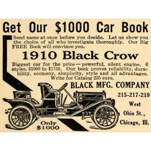  1910 Ad Black Crow Chicago Automobile Car Motor Engine 