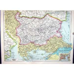 Cassell Antique Map 1920 Bulgaria Constantinople Danube Rumania Greece 