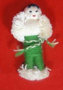 Vtg Handmade Christmas Angel Dolls Wool Embrodiery Native American 
