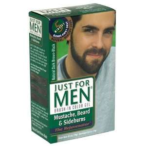   For Men Brush In Mustache, Beard & Sideburns, Dark Brown Black   1 ea