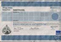 VERY RARE 1980s FEDERAL BANK STOCK from TROY MICHIGAN  