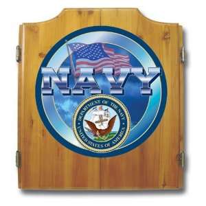  United States Navy Bristle Dart Board with Cabinet Sports 