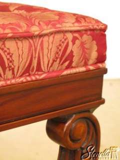   Mahogany Scrolled legs tufted Upholstered Decorator Stool or Ottoman