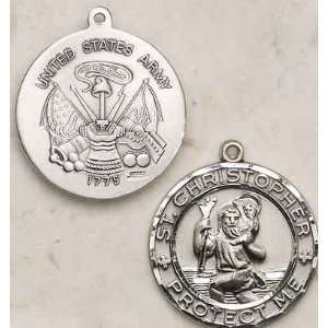   Sterling Silver St. Christopher Army Medal 