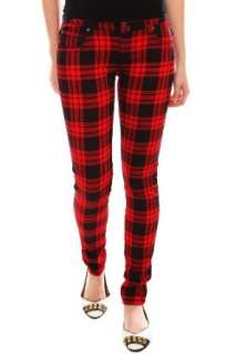  Tripp Red And Black Plaid Skinny Jeans: Clothing