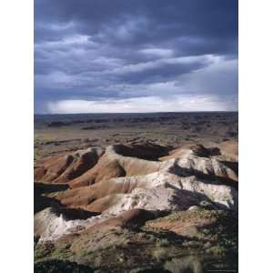 Eroded Rocks Under an Overcast Stormy Sky, the Painted Desert, Arizona 