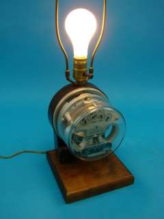 General Electric Meter Light Table Lamp Unique Vintage Wood Base 110 