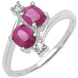   00 ct. t.w. Ruby and White Topaz Ring in Sterling Silver: Jewelry