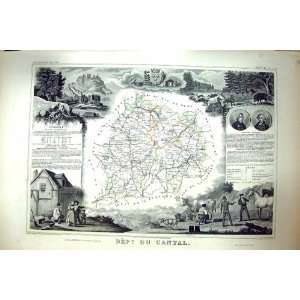   Map C1845 Du Cantal Aurillac France St. Flour Belloy