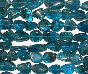16 St AAA Natural Neon Blue Apatite Tumble Beads  