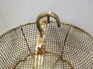Vintage Wire Apple Picking Basket with Handle, Hook and Feet  