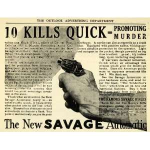  1909 Ad Savage Automatic Pistol Fast Murder Firearms 