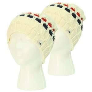   Awareness Fashion Winter Knit Hat   Off White / Navy / Red Sports