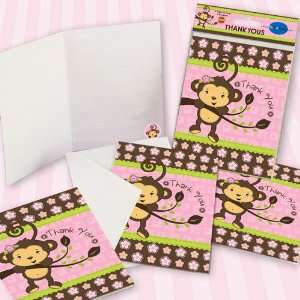 Monkey Girl   Set of 8 Baby Shower Thank You Cards