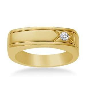  18K Yellow Gold Mens Diamond Ring Jewelry