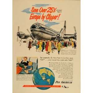 1949 Ad Pan American Airline Clipper Pan Am Air Travel   Original 