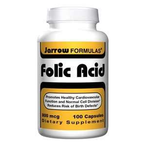  Jarrow Formulas Folic Acid, 800 mcg Size: 100 Capsules 