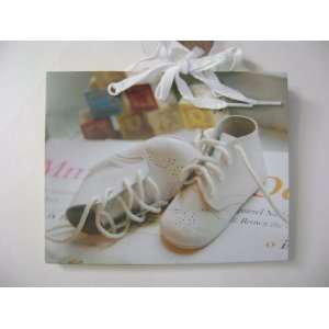 BABY SHOWER GIFT BAG   (SMALL 5  X 3 ) BABY SHOE LOOK W/ SHOE LACES 