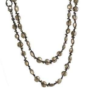  SWALLOW  Long Faceted Pyrite Disk Necklace: Jewelry