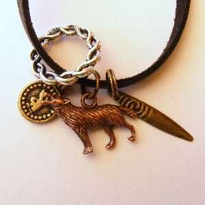 MEN Genuine 5mm Leather NECKLACE & Twilight WOLF Style  