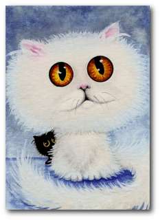 Curious Cats Black White Big Eyed Persian Pets   BiHrLe ArT LE Print 