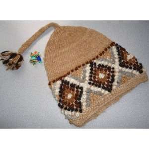  CHULLO WOMAN ALPACA RUSTIC BEIGE with GIFT made in PERU 