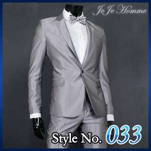 Skinny Slim Fit shiny silver Mens Suits Tuxedo US 40R  