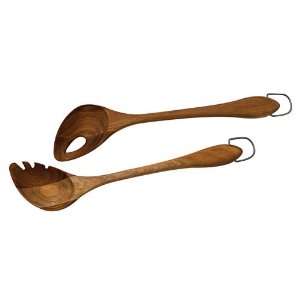 Salt & Pepper Natural Set of Salad Servers 33cm salt servers:  