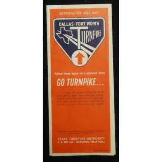 1966 DFW Turnpike Vintage Map DALLAS FORT WORTH  