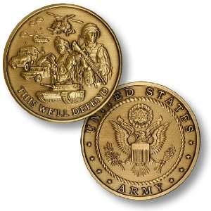  Army Theme   Seal 1 7/8 Bronze Antique 