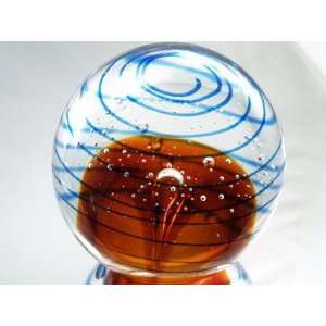 Murano Design Mouth Blown Glass Art Cinnamon Spiral Handmade Art Glass 