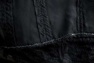CHANEL Black Woven Tulle Netting+Wool Light Blazer Jacket+FLORAL 