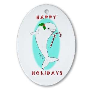  Christmas Beluga Holiday Oval Ornament by 