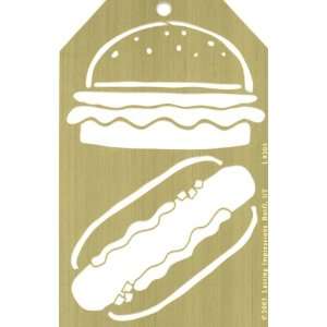    Brass 4x6 Embossing Template Burger & Hot Dog