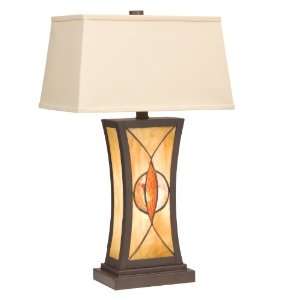 60281 Cats Eye 27 Inch Portable Table Lamp, Olde Bronze and Art Glass 