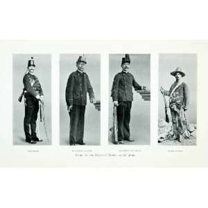   Uniform Portraits Men Hats Band Weapon   Original Halftone Print Home