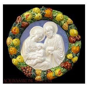  Holy Family Ceramic Della Robbia Plaque