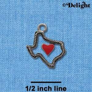   Open Rope Texas with Red Heart   Silver Plated Charm: Home & Kitchen