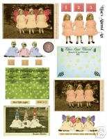 New!!! Triplets Collage Sheet!! So Cute! Altered Art  