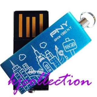 PNY 16GB 16G USB Flash Drive Stick Attache Strap BLUE  