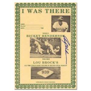  Breaking Lou Brocks Record   Autographed Commemorative Certificate