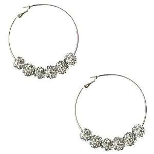  Basketball Wives Inspired Silver Tone Bead Ball Small Hoop 
