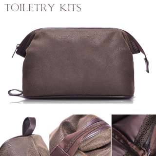 Brown Leather Comestic Travel Toiletry Kit Wash Bag NEW  