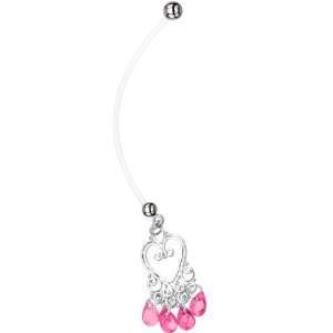  Pink Heart Chandelier Pregnant Belly Ring: Jewelry