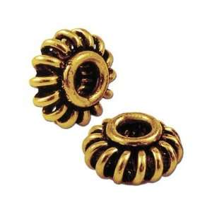  11mm Brass Plated Antique Gold Rondelle Beads: Jewelry