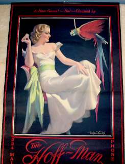 1938 ART DECO BRADSHAW CRANDELL PIN UP GIRL WITH PARROT ADVERTISING 