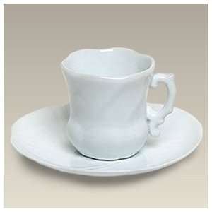 : Tea Party Favor   White Demitasse Ornate Porcelain Cup & Saucer Set 