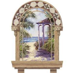   : Tropical Beach Ocean Palms Gazebo Window View Mural: Home & Kitchen